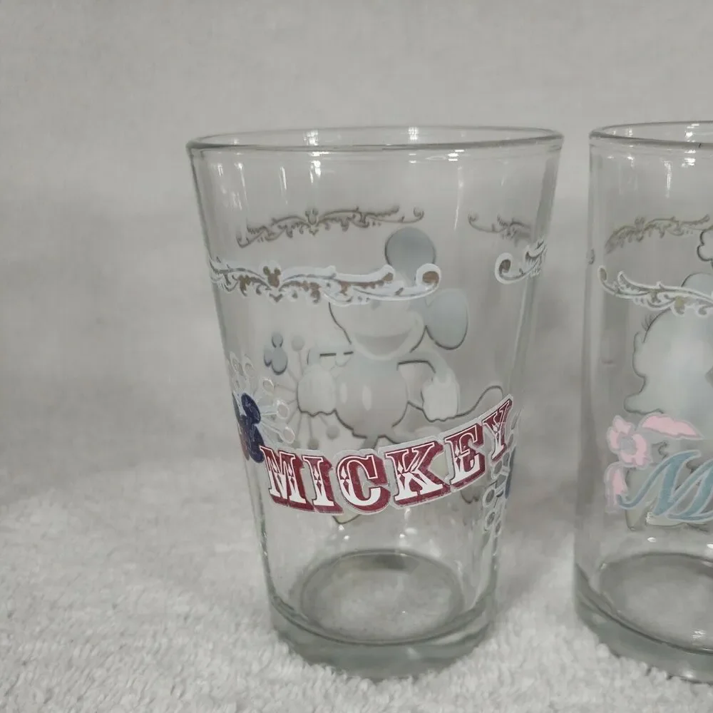 Disney Mickey Mouse Minnie Donald Duck Goofy Vintage Juice Glasses Rare Uncommon